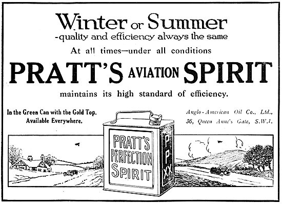 Pratts Perfection Aviation Spirit 1919 Advert                    