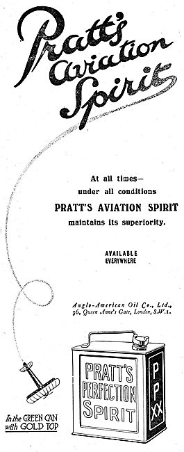 Pratts Aviation Spirit 1920 Advert                               