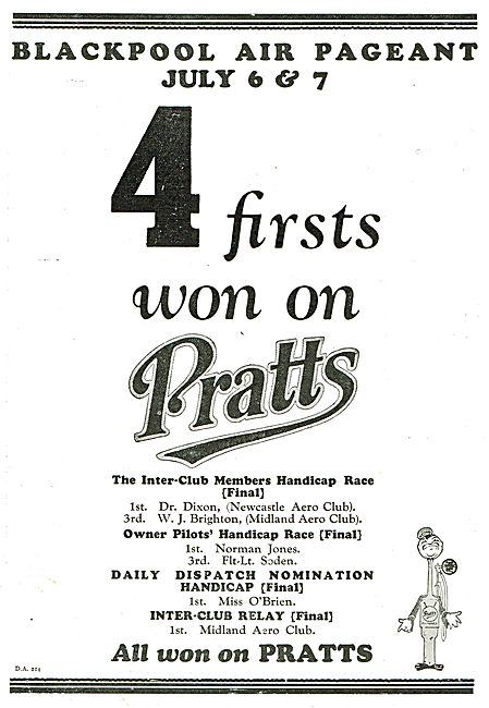 4 Firsts Won At Blackpool On Pratts Aviation Spirit              