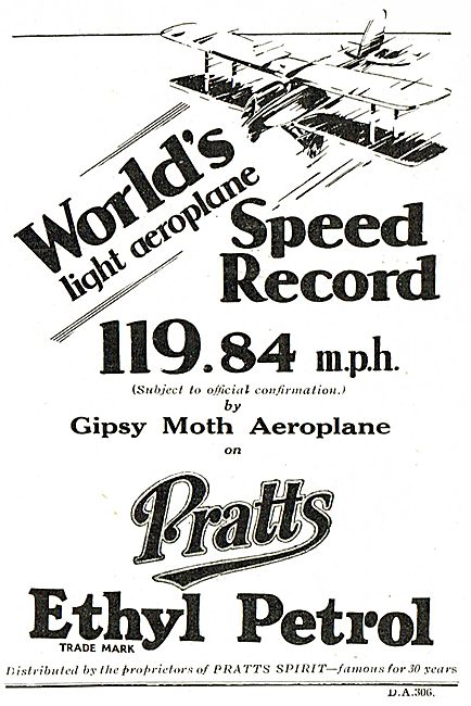 World Light Aeroplane Record Made On Pratts Ethyl Petrol         