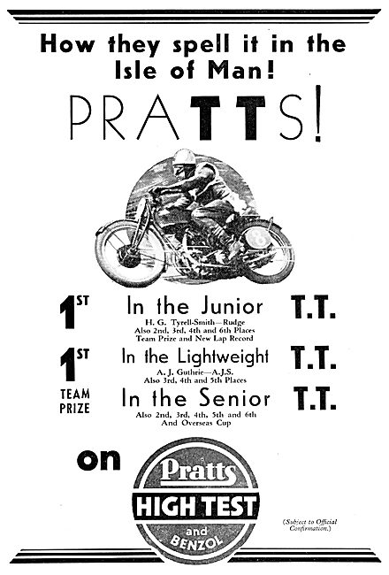 Pratts Aviation Spirit - Pratts High Test & Benzol 1930          