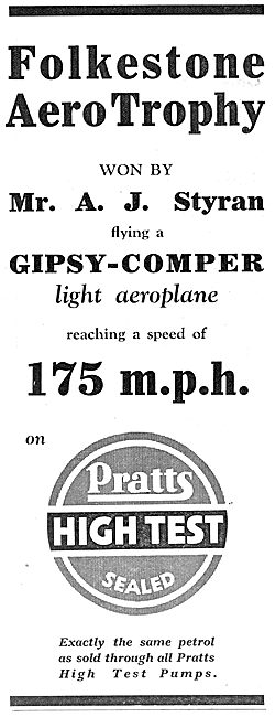 Pratts Aviation Spirit - Gipsy-Comper Success At Folkestone      