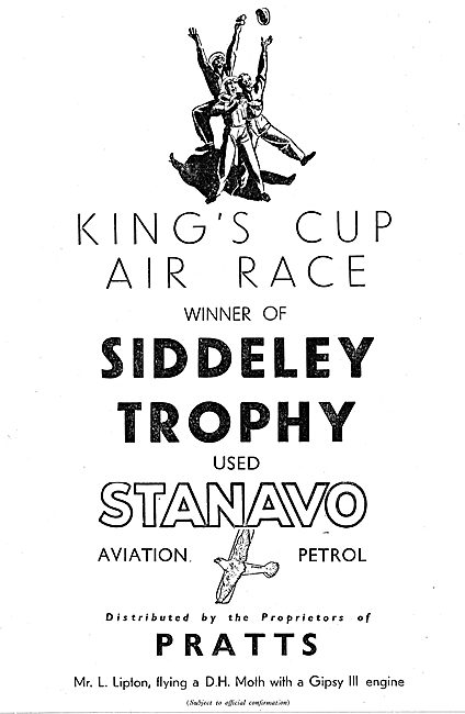 Pratts Stanavo Aviation Fuel Used By Kings Cup Air Race Winner   