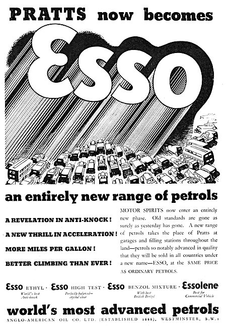 Pratts Now Becomes ESSO. Aviation Fuels & Lubricants             