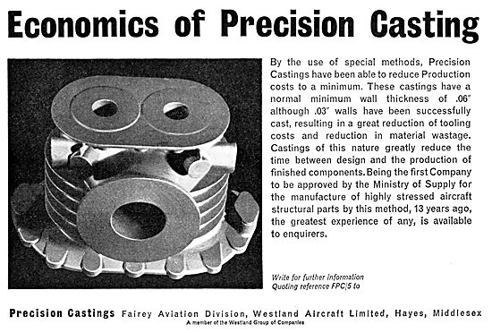 Precision Castings - Fairey Aviation Division Westland Aircraft  