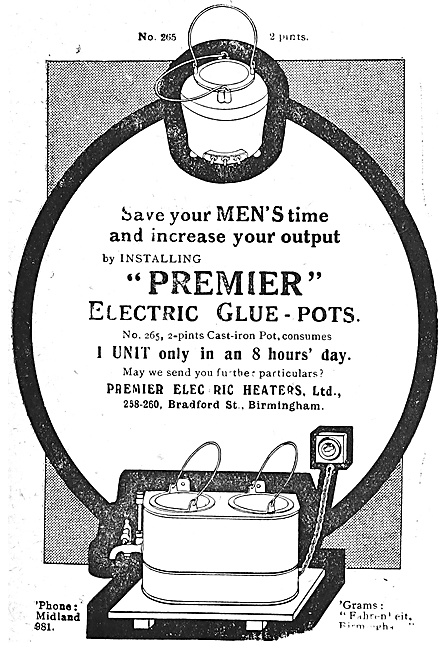 Premier Electric: Electrically Heated Glue Pots For Aircraft Work