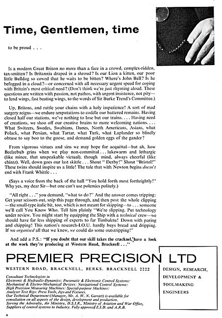 Premier Precision Ltd. Bracknell. Aircraft Design & Research     