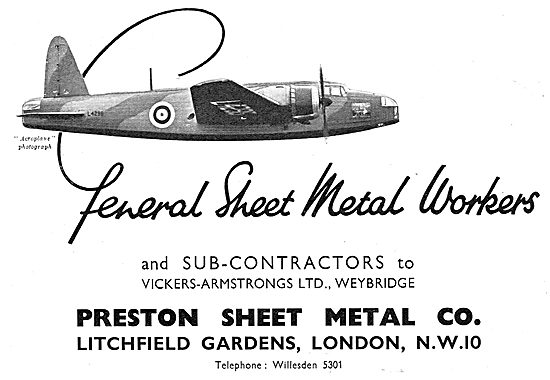 Preston Sheet Metal. Aircraft Sheet Metal Workers                