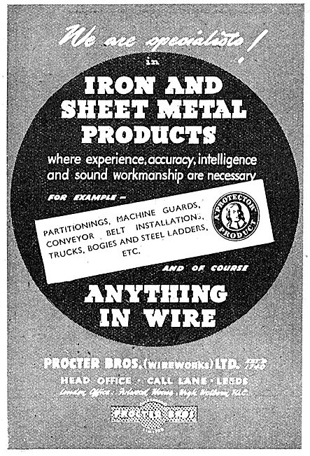 Procter Bros Iron & Sheet Metal Products 1943 Advert             