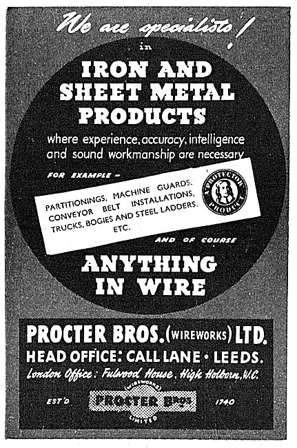 Procter Brothers. Leeds. Wireworkers, Ironworkers & Sheet Metal  