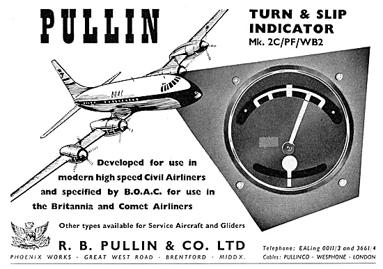 Pullin Flight Instruments. Pullin Turn & Slip Indicator 1958     