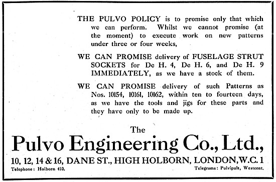 Pulvo  Aeronautical Engineering & Component Manufacturers 1917   