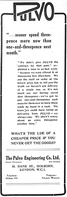 Pulvo Engineering 1918 Advert                                    