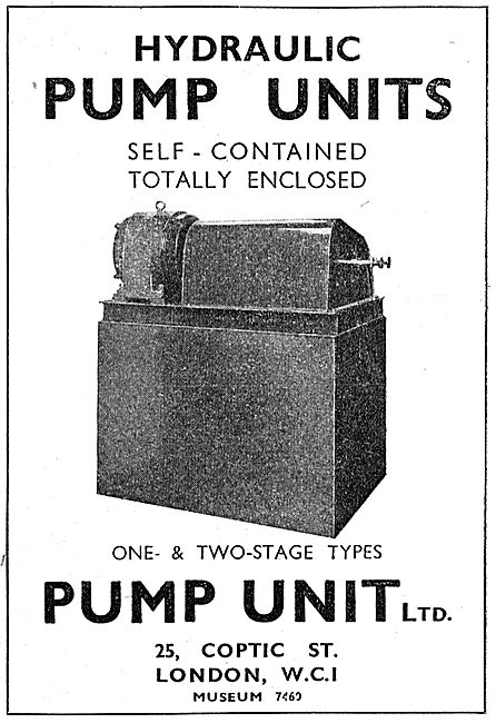Pump Unit . 25, Coptic St, London.  Industrial Hydarulic Pumps . 