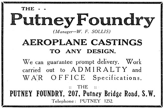 The Putney Foundry. Aeroplane Castings.                          