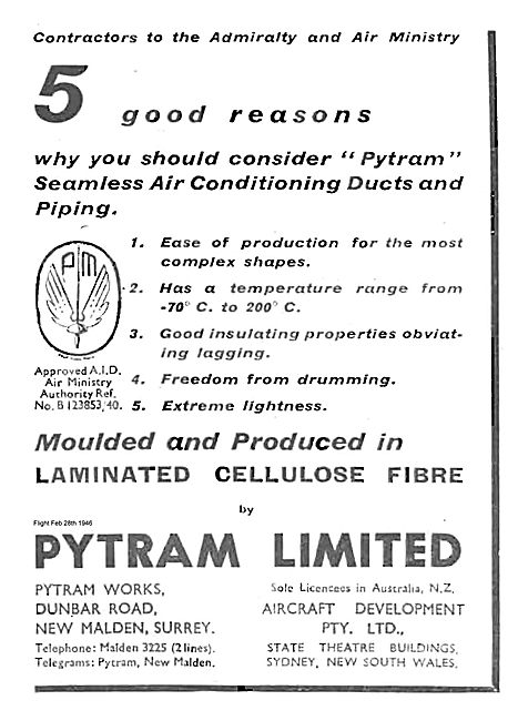 Pytram Laminated Cellulose Fibre Mouldings For Aircraft          