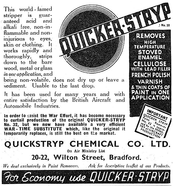 Quickstryp Paint Stripper 1943 Advert                            