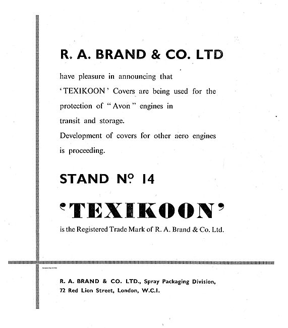R.A.Brand Texikoon Covers For RR Avon Engine Transit & Storage   