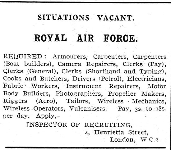 RAF Recruitment: - Tradesmen                                     