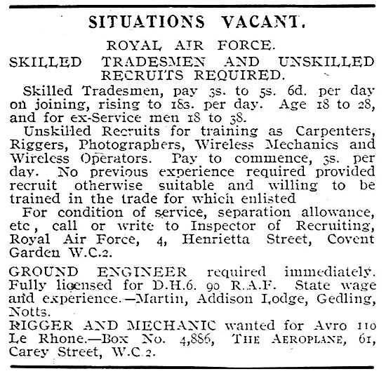 RAF Recruitment: - Tradesmen & Recruits                          