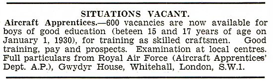 RAF Recruitment: Vacancies For 600 Aircraft Apprentices          