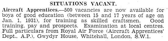 RAF Recruitment: - 500 Aircraft Apprentice Vacancies             