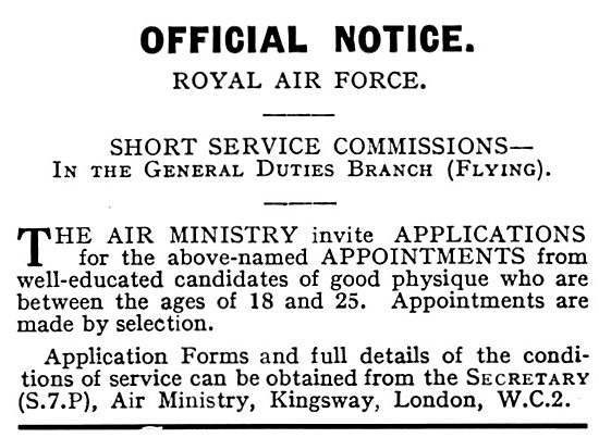 RAF Recruitment 1931                                             