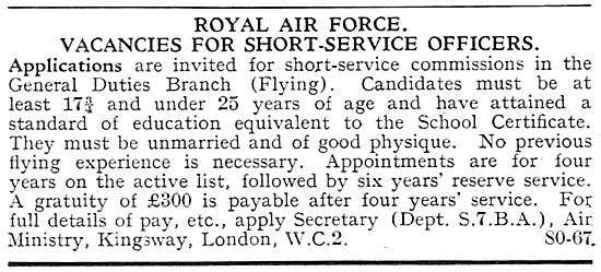 RAF Recruitment : Short Service Officers (GD Flying)             