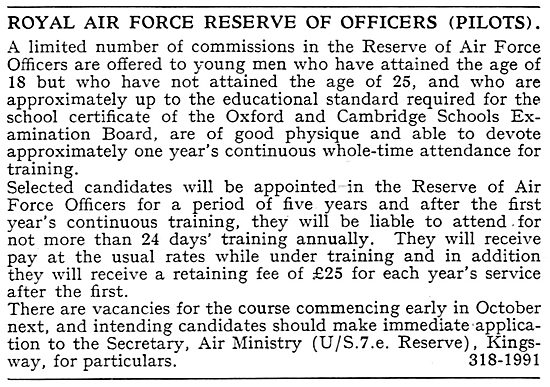 RAF Recruitment: RAF Reserve Of Officers (Pilots)                