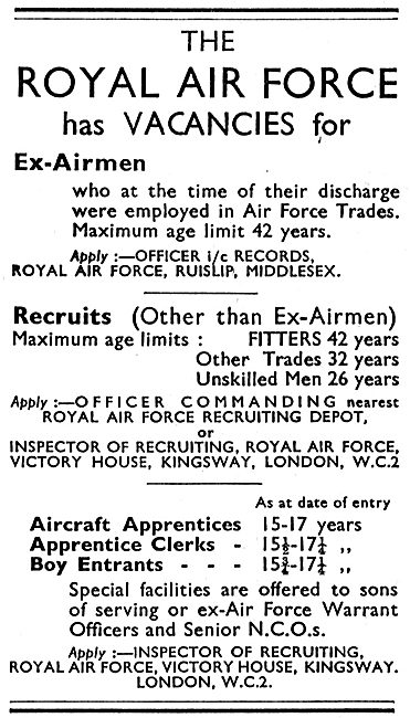 RAF Recruitment: Ex-Airmen, Tradesmen & Recruits                 