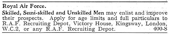 RAF Recruitment - Skilled, Semi Skilled & Unskilled Men          