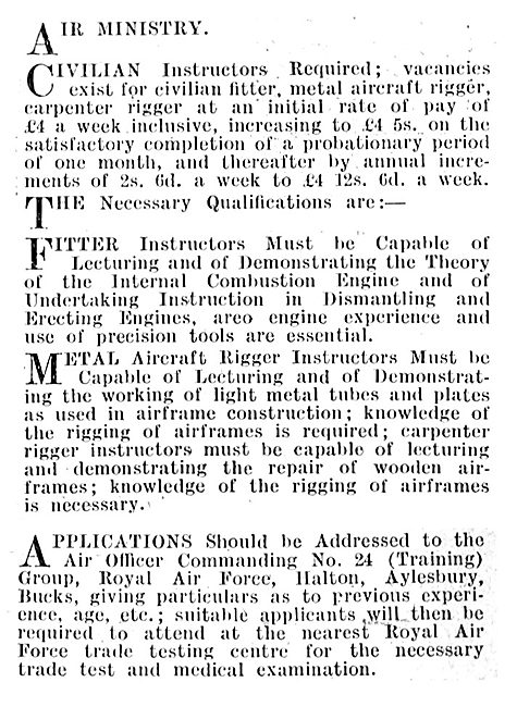 RAF Recruitment: Civilian Instructors Halton                     