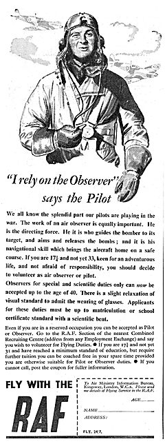 RAF Recruitment. I Rely On The Observer.                         