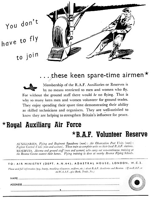 RAF Recruitment. RAuxAF & RAFVR 1950                             