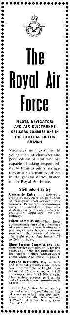 RAF Recruitment  Aircrew 1960                                    
