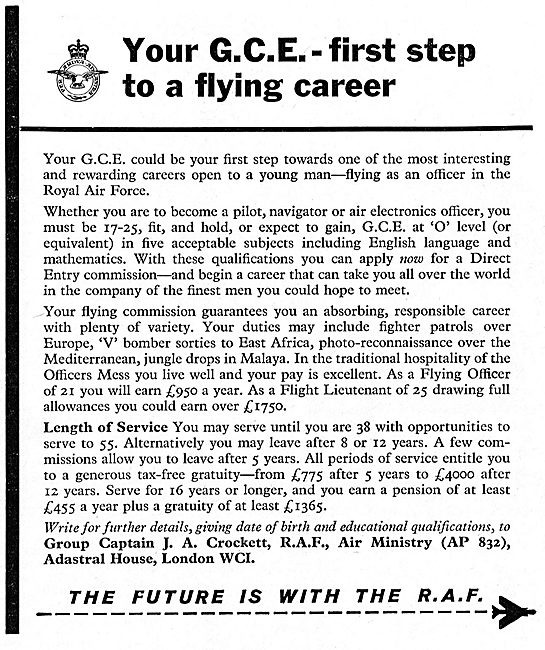 RAF Recruitment: - GCE First Step To A  Flying Career            