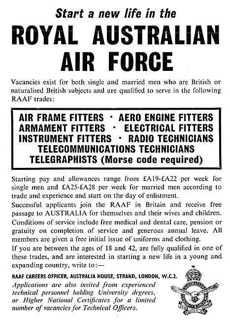 RAF Recruitment . RAAF Royal Australian Air Force (1965 Advert)  