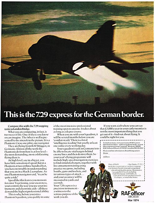 RAF Recruitment: The 7.29 Express For The German Border.         