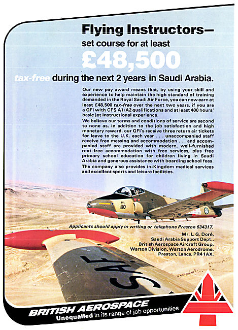 Royal Saudi Air Force Recruitment  - BAe Saudi Support Dept 1980 
