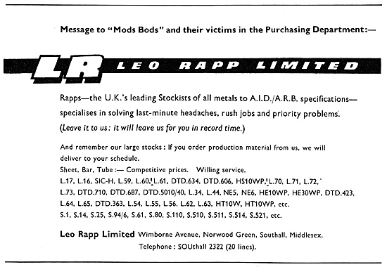 Leo Rapp - Metal Suppliers To The Aircraft Industry              