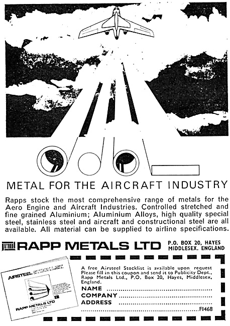 Rapp Metals - Aluminium For The Aircraft Industry 1968           