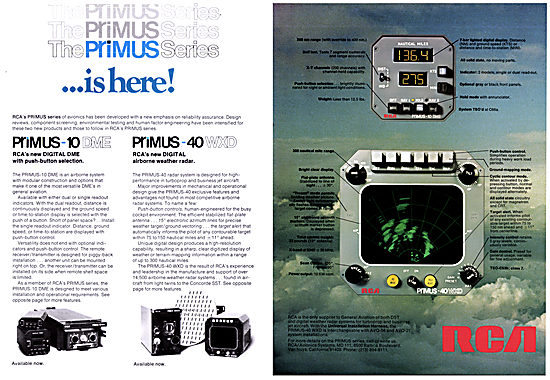 RCA Primus Avionics. Primus-10 DME  Primus-40 WXD                