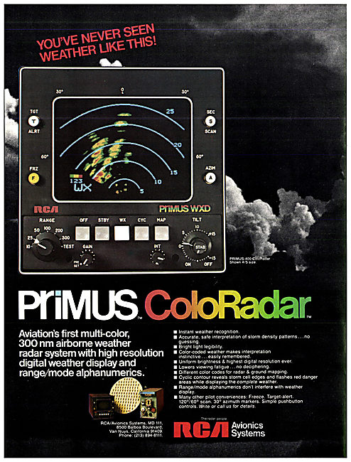 RCA  Avionics Systems - PRIMUS WXD ColoRadar                     