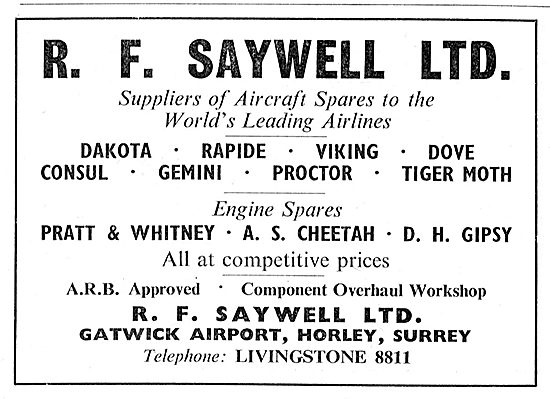 R.F.Saywell Suppliers Of Aircraft Spares To The World's Airlines 