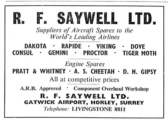 R.F.Saywell Suppliers Of Aircraft Spares To The World's Airlines 