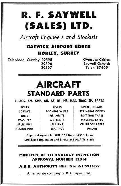 R.F.Saywell Aircraft Engineers & Stockists                       