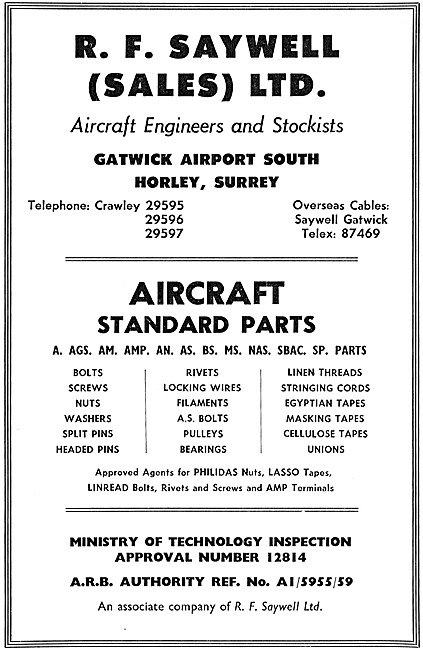R.F.Saywell Aircraft Engineersa & Stockists                      