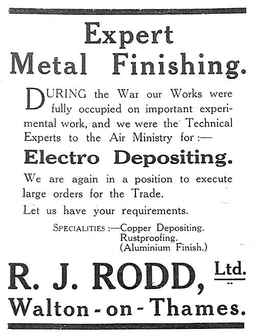 R.J.Rodd . Walton-On-Thames.  Electroplaters & Metal Finishers.  