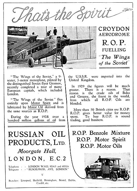 Russian Oil Products - ROP Aviation Fuel 1929                    