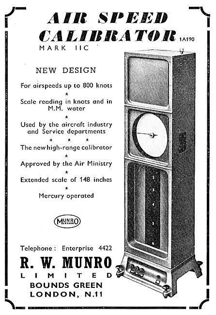 R.W. Munro Airspeed Calibrator                                   